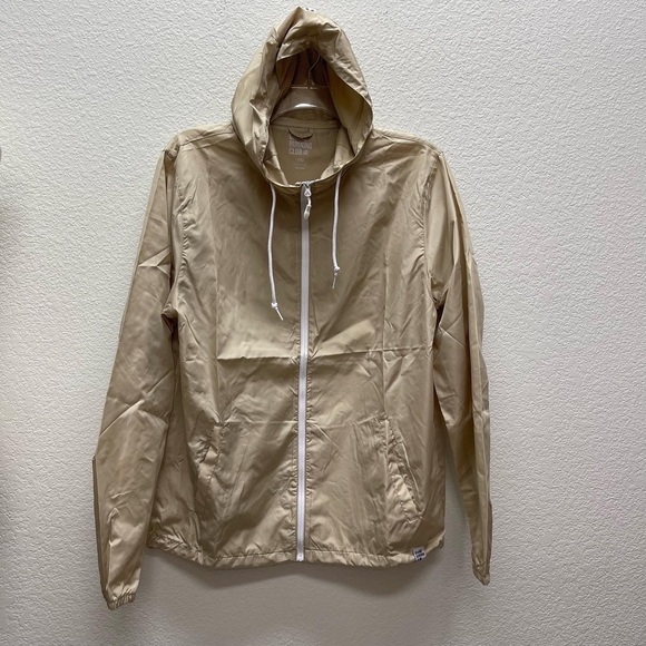 Grand Running Club GRC Mens Large Khaki Hauser Windbreaker Zip Up Jacket Hooded - Picture 8 of 9